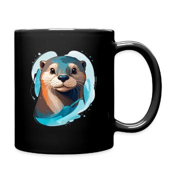 Otter in modern cartoon style - Full Colour Mug - black - Right