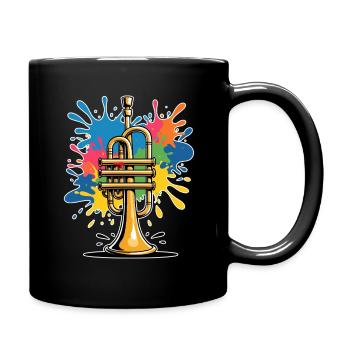 Vibrant trumpet illustration in graffiti style - Full Colour Mug - black - Right