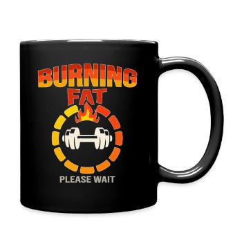 Burning Fat Please Wait – Funny Gym & Fitness Moti - Full Colour Mug - black - Right
