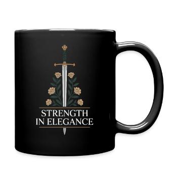 Elegantes Schwert und Blumenmotiv - Tasse einfarbig - Schwarz - Rechts