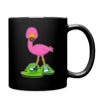 Flamingo Rollschuhfahren Rollschuhe - Tasse einfarbig - Schwarz - Rechts