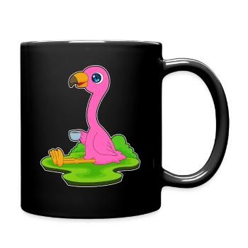 Tasse à café flamant rose - Mug uni - noir - Droite