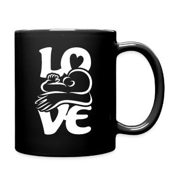 Bébé qui boit et qui allaite Maman AMOUR - Mug uni - noir - Droite
