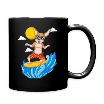 Niedlicher Chihuahua Surfen Lustiger Hund Sommer - Tasse einfarbig - Schwarz - Rechts
