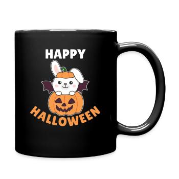 Bunny Happy Halloween Pumpkin Bat Costume - Full Colour Mug - black - Right