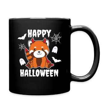 Red Panda Happy Halloween Cute Devil Costume - Full Colour Mug - black - Right
