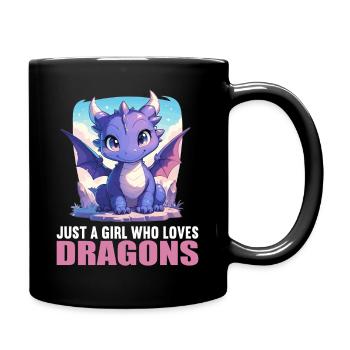 Drachen Drache - Tasse einfarbig - Schwarz - Rechts