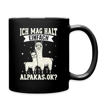 Alpaka Fan ICH MAG HALT EINFACH ALPAKAS Lustig - Tasse einfarbig - Schwarz - Rechts