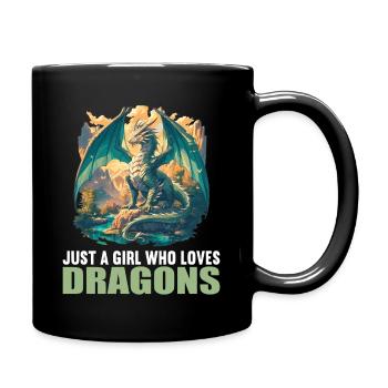 Drachen Drache - Tasse einfarbig - Schwarz - Rechts