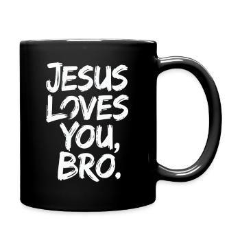 Jesus Loves You, Bro - Inspirational Message - Full Colour Mug - black - Right