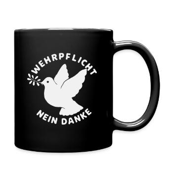 Friedenssymbol Taube mit Friedenszweig - Tasse einfarbig - Schwarz - Rechts