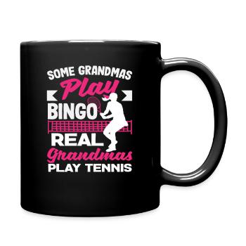 Real Grannies Play Tennis Players - Full Colour Mug - black - Right