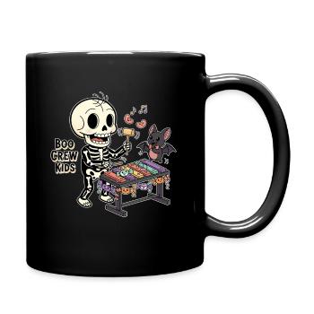 Skeleton with xylophone and bat - Full Colour Mug - black - Right
