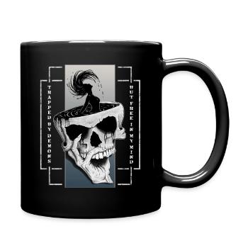 Mind unbound, Skull, Dämonen Hand, Frau Silhouette - Tasse einfarbig - Schwarz - Rechts