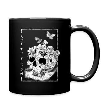 conception de style de tatouage de crâne floral, rouge à fleurir - Mug uni - noir - Droite