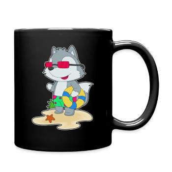 Wolf Strand Anneau de Bain Été - Mug uni - noir - Droite