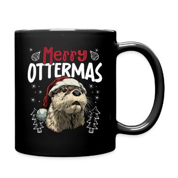 Joyeux Noël avec motif de loutre drôle - Mug uni - noir - Droite