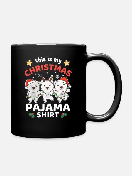 Weihnachten Eisbär Weihnachts Schlafanzug - Tasse einfarbig - Schwarz