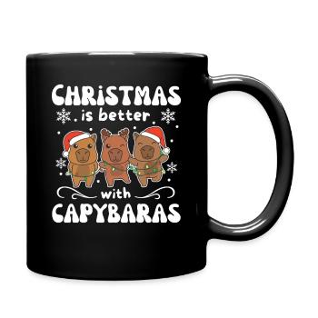 Weihnachten ist besser mit Capybaras - Tasse einfarbig - Schwarz - Rechts