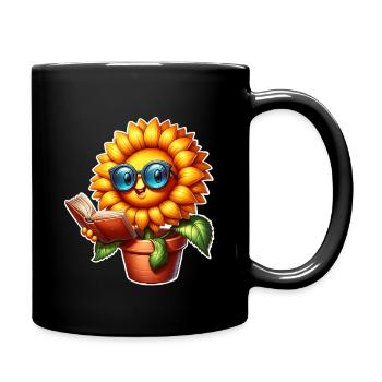 Sonnenblume Lesen Buch - Tasse einfarbig - Schwarz - Rechts