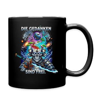 Die Gedanken sind frei Totenkopf Samurai - Tasse einfarbig - Schwarz - Rechts