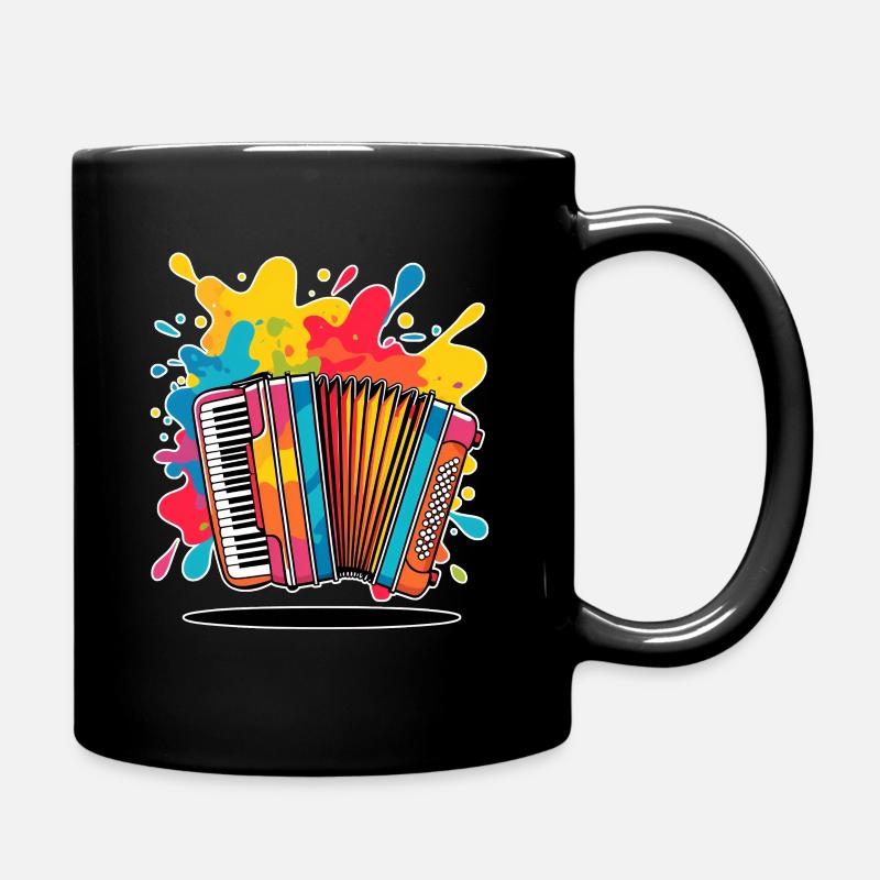 Farbenfrohe Musikinstrumente mit Spritzern - Tasse einfarbig - Schwarz