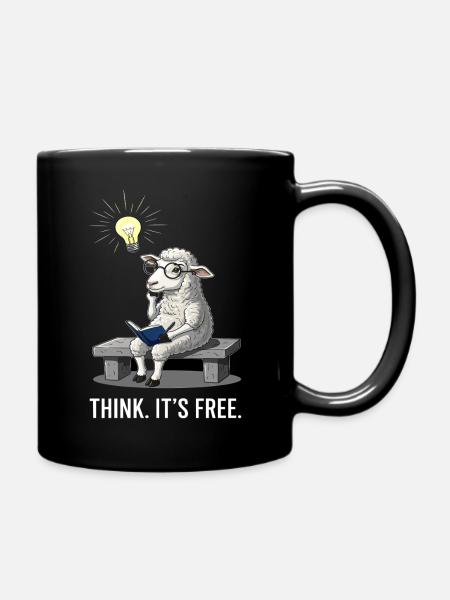 Denkendes Schaf - Freiheit - Tasse einfarbig - Schwarz