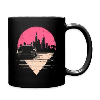 Synthwave Retro Car Skyline Motif Cadeau - Mug uni - noir - Droite