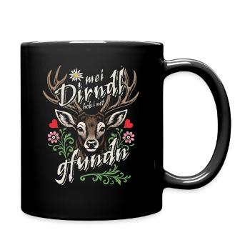 Mei Dirndl hob i net gfundn, Dirndl Ersatz, Tracht - Full Colour Mug - black - Right