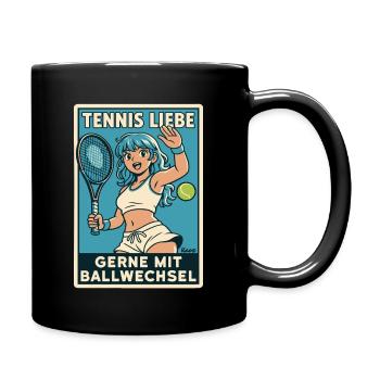 Tennis Liebe mit Ballwechsel - Tasse einfarbig - Schwarz - Rechts