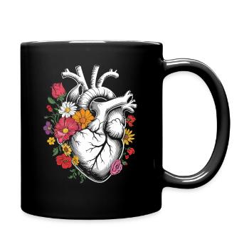 Coeur de fleur avec design de coeur anatomique - Mug uni - noir - Droite