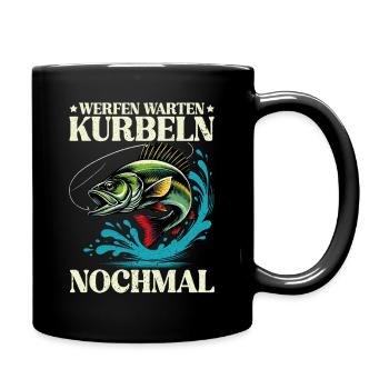 Casting, waiting, cranking, fishing anglers again - Full Colour Mug - black - Right