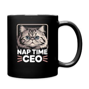 Nap Time CEO Lustige Katze Bürohumor Home Office - Tasse einfarbig - Schwarz - Rechts