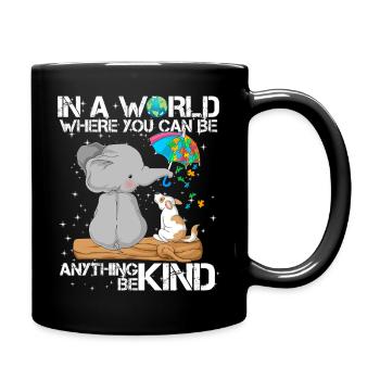 Autism Awareness Elephant Dog - Full Colour Mug - black - Right