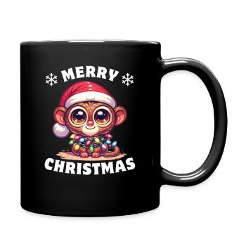 Weihnachten Lichterkette Koboldmaki - Tasse einfarbig - Schwarz - Rechts