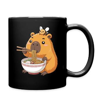 Capybara Ramen Bee Kawaii Anime Noodles Japan - Full Colour Mug - black - Right