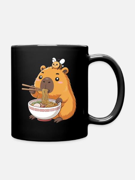 Capybara Ramen Biene Kawaii Anime Nudeln Japan - Tasse einfarbig - Schwarz