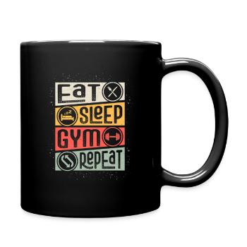 Energetic workout motif with iconic symbols - Full Colour Mug - black - Right