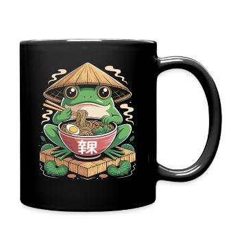 Niedlicher Frosch mit Ramen und Strohhut - Tasse einfarbig - Schwarz - Rechts