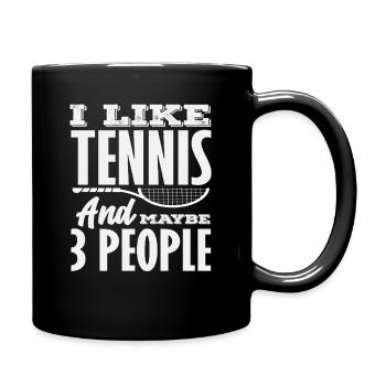 J'aime le tennis et peut-être 3 personnes Tennis - Mug uni - noir - Droite