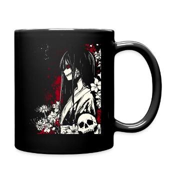 Horreur manga fille en kimono aux yeux rouges - Mug uni - noir - Droite