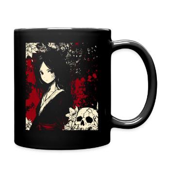 Illustration d'une fille démoniaque effrayante en kimono - Mug uni - noir - Droite