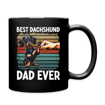Dackel Papa Dachshund Design Männer Vatertag - Tasse einfarbig - Schwarz - Rechts