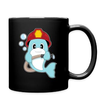 Dolphin fireman fire hose fire department - Full Colour Mug - black - Right
