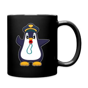 Pinguin Polizist Trillerpfeife Polizei - Tasse einfarbig - Schwarz - Rechts