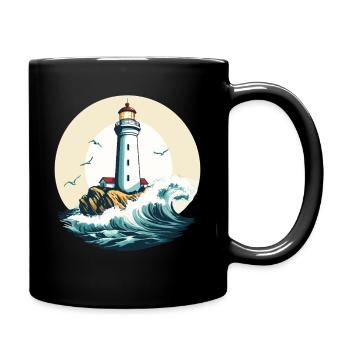 Leuchtturm am Meeresufer - Tasse einfarbig - Schwarz - Rechts