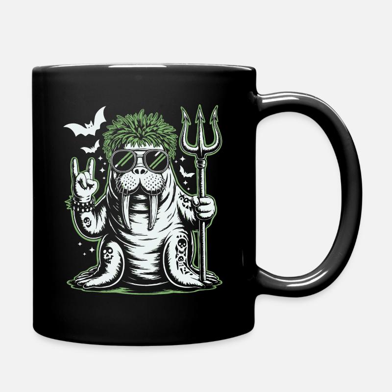 Walrus Punk Rocker Halloween - Mug uni - noir