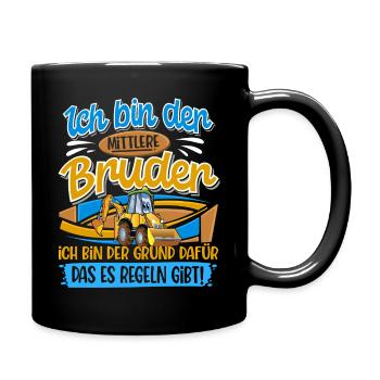 Bagger Mittlerer Bruder Geschwister - Tasse einfarbig - Schwarz - Rechts