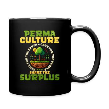 Permaculture illustration with plant diversity - Full Colour Mug - black - Right