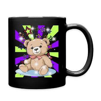 Retro Teddy Bear Girls Boys 60s - Full Colour Mug - black - Right